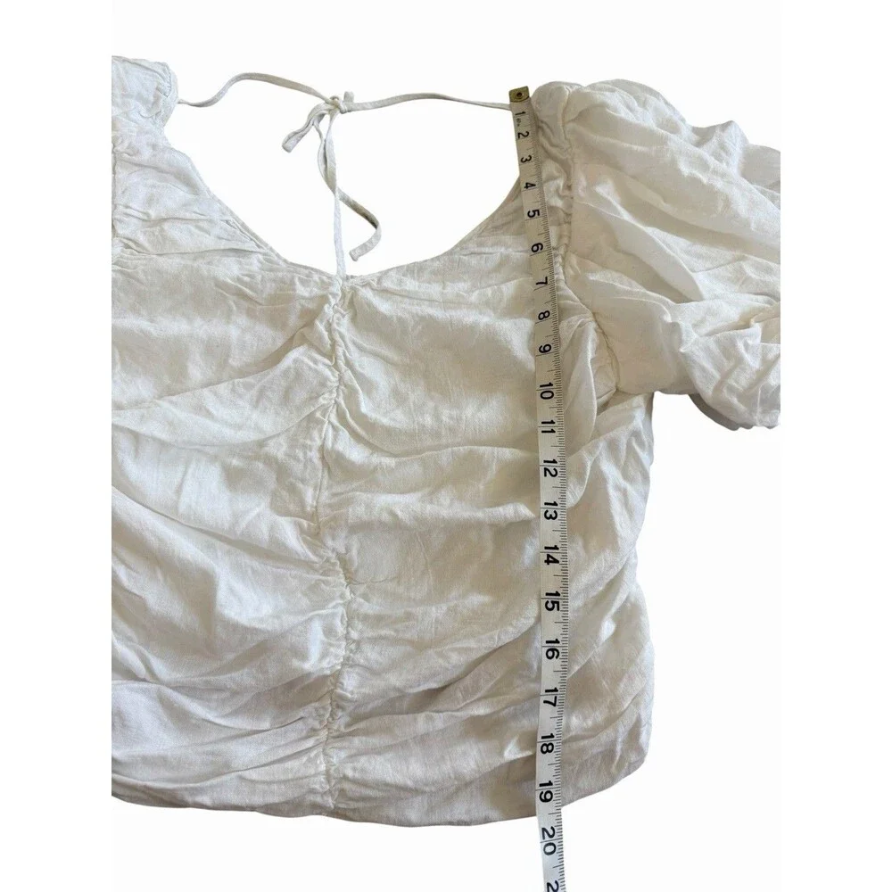 Anthropologie Pilcro Ruched Puff-Sleeve Top L Coquette Coastal Romantic Ballet